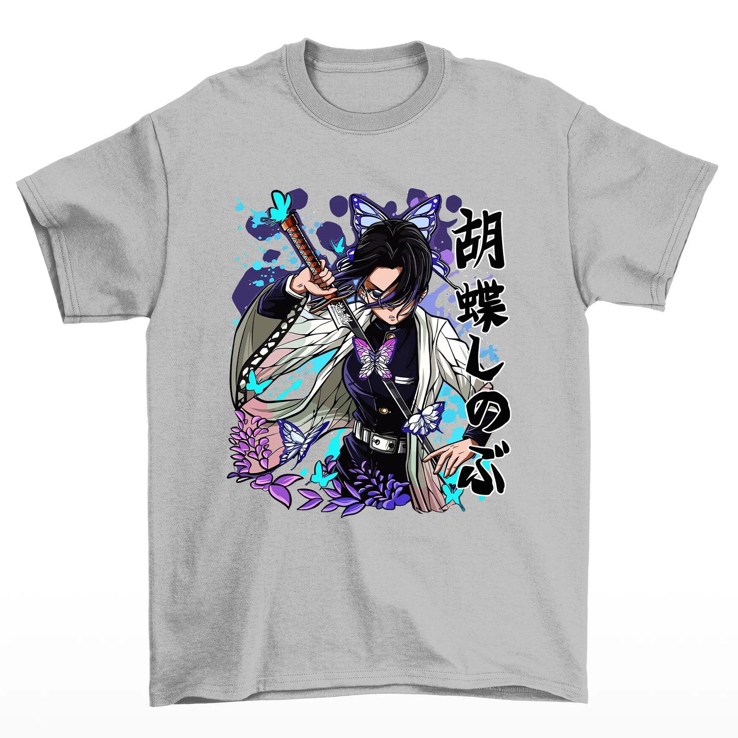 Camiseta Básica Unissex Insect Hashira Poison Sword Demon Slayer- Cinza