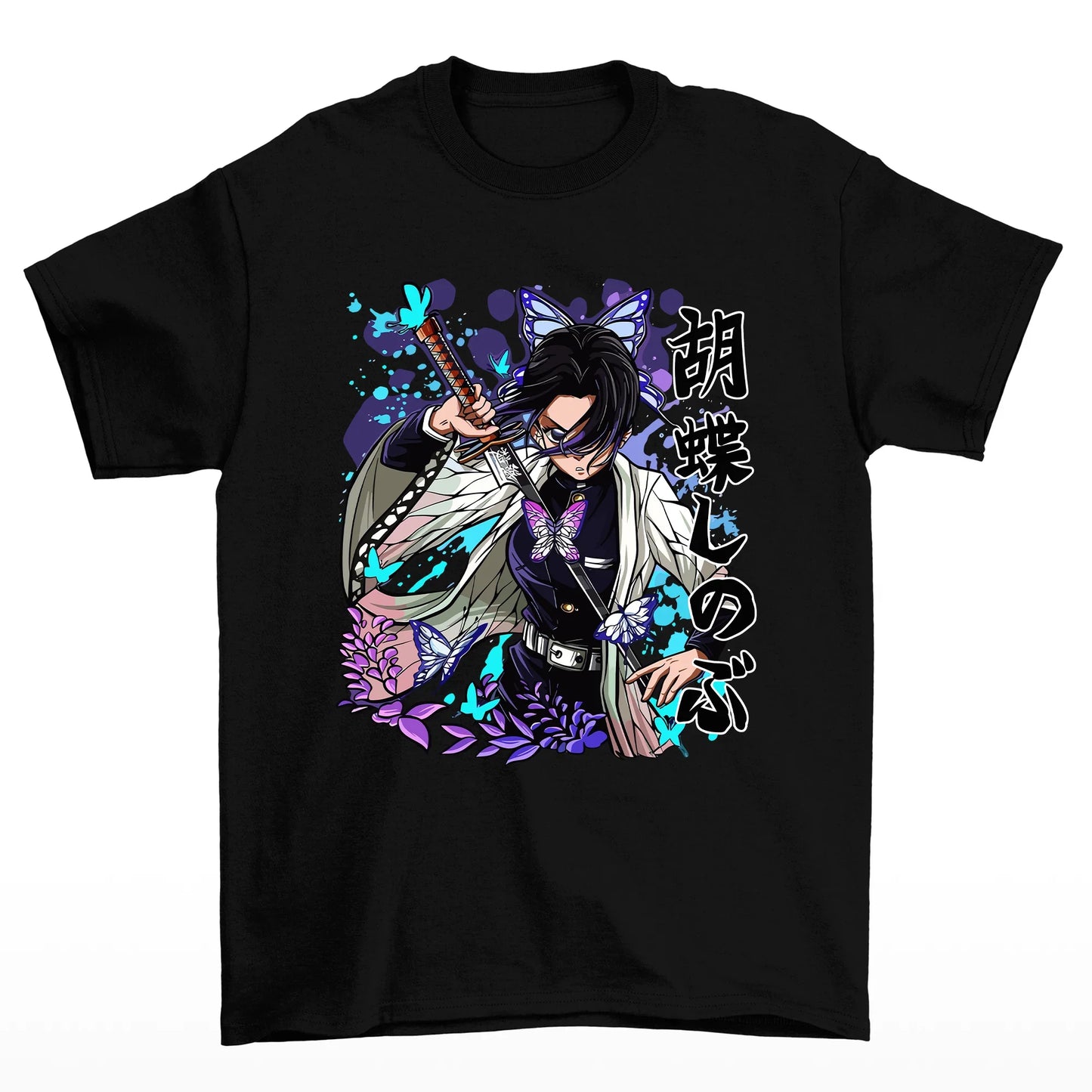 Camiseta Básica Unissex Insect Hashira Poison Sword Demon Slayer- Preto