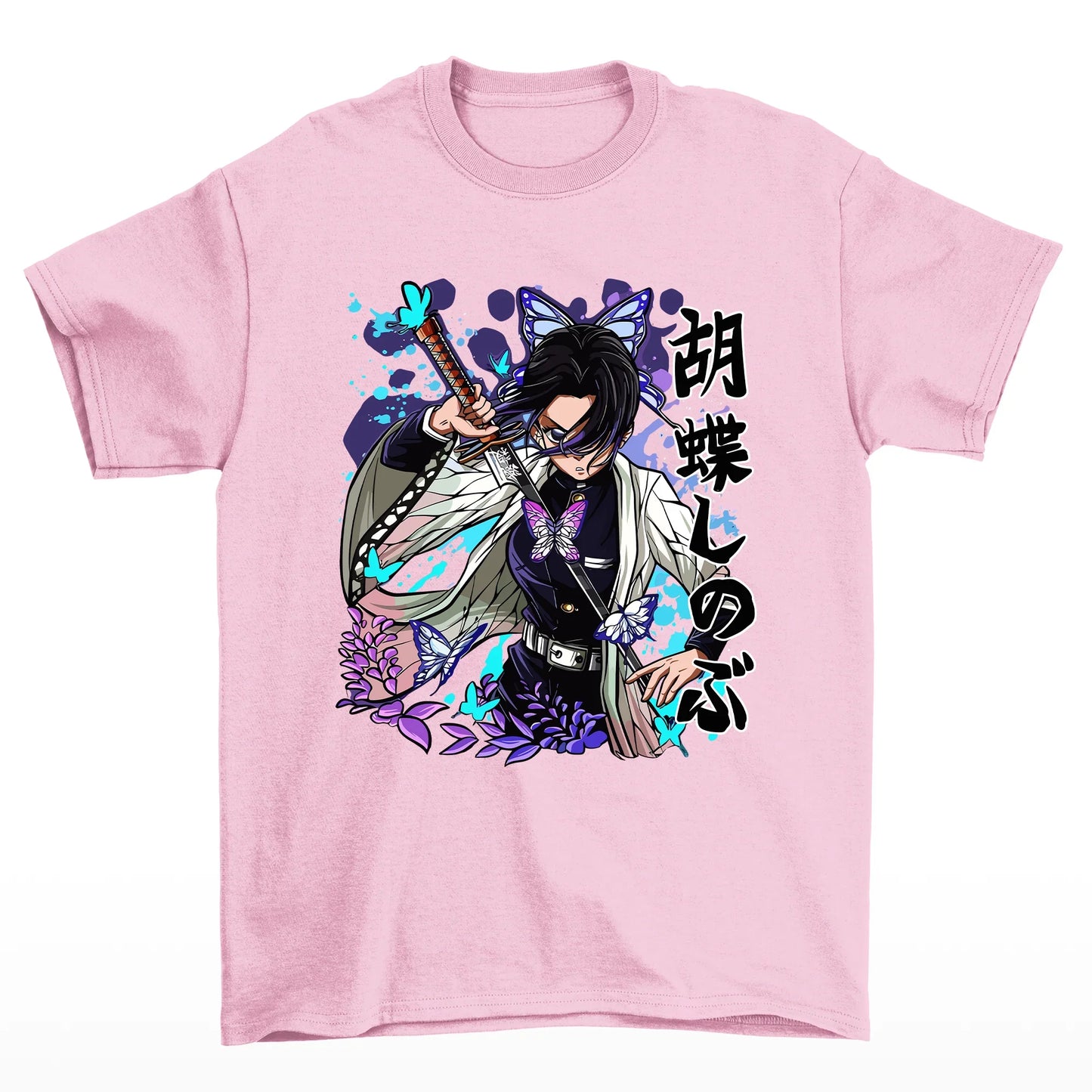 Camiseta Básica Unissex Insect Hashira Poison Sword Demon Slayer- Rosa Bebe
