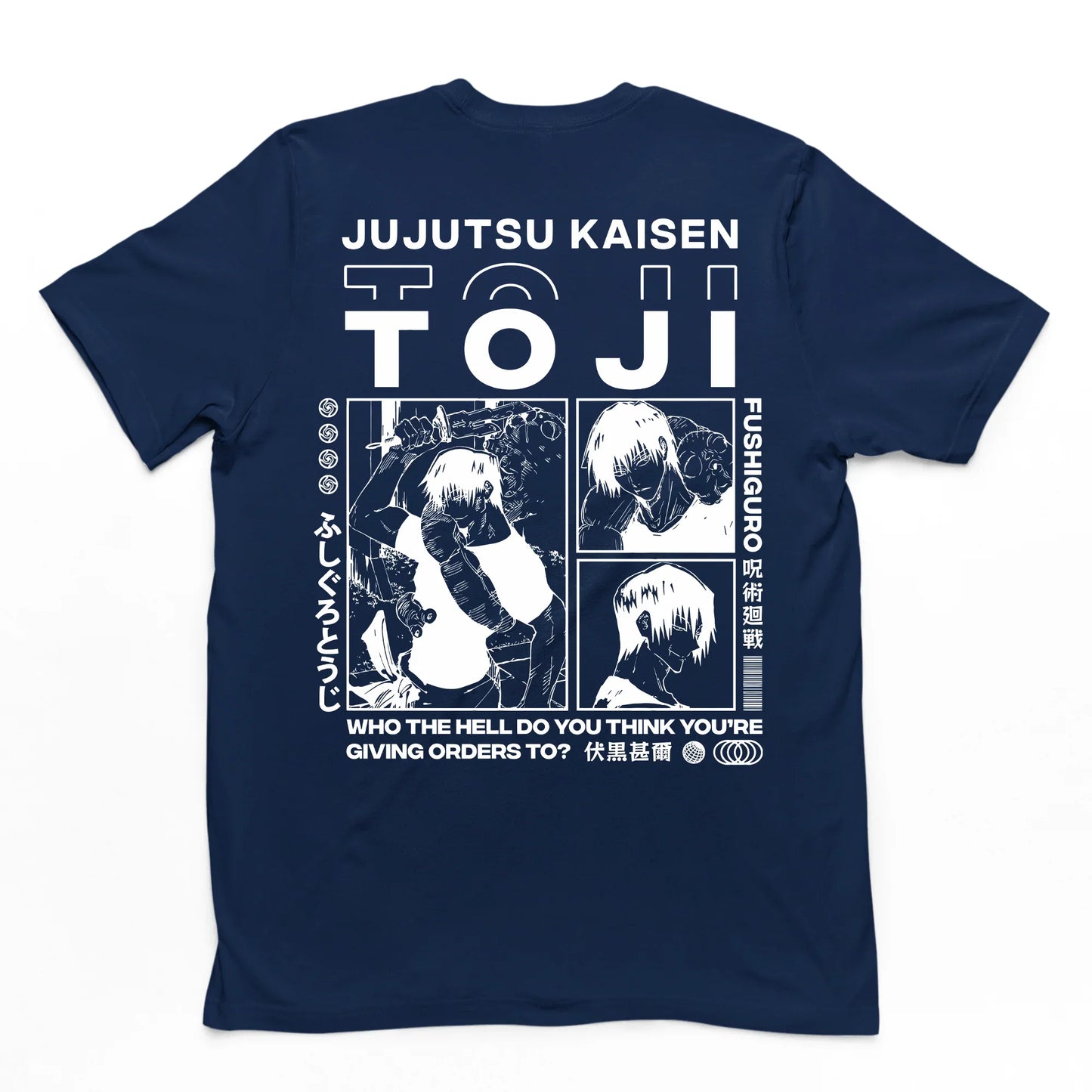 Camiseta Básica Unissex Jujutsu Kaisen Toji Fushiguro- azul-marinho