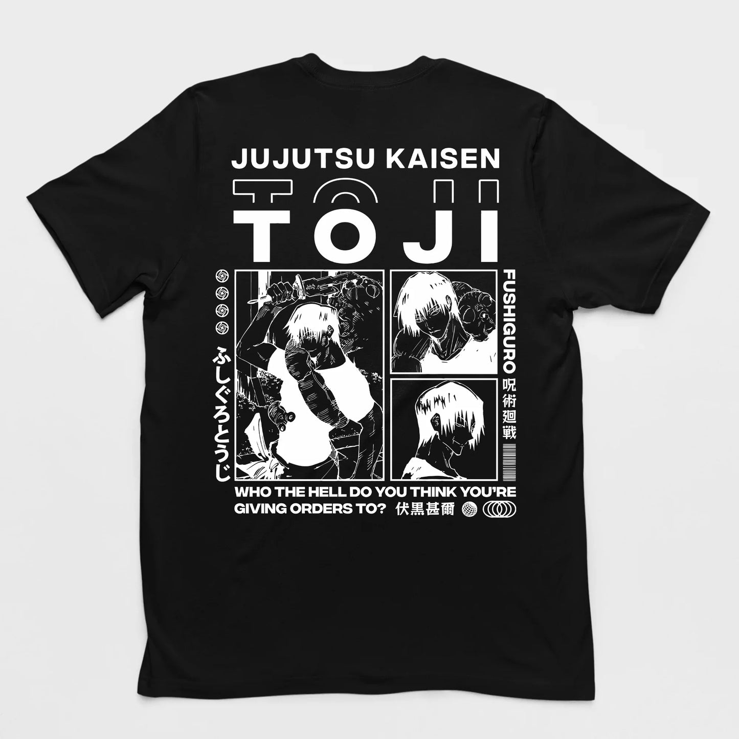 Camiseta Básica Unissex Jujutsu Kaisen Toji Fushiguro- preto