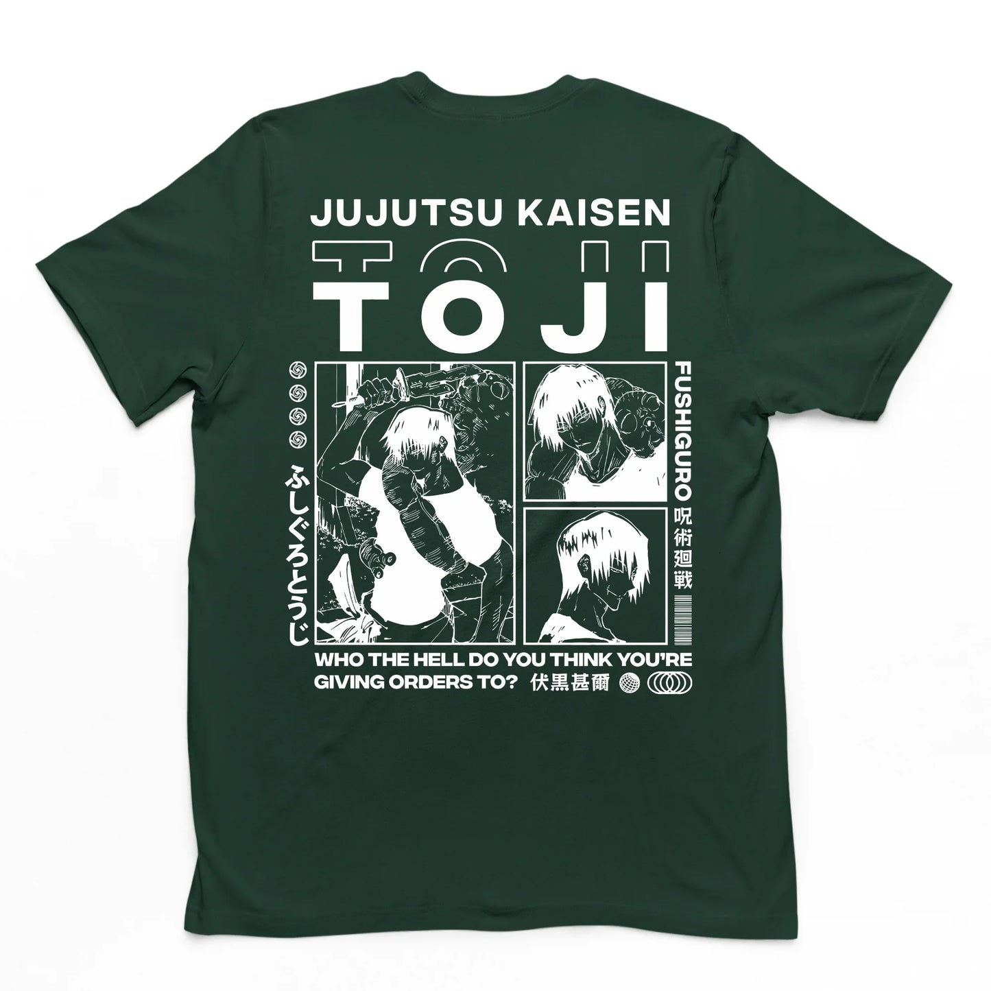 Camiseta Básica Unissex Jujutsu Kaisen Toji Fushiguro- verde