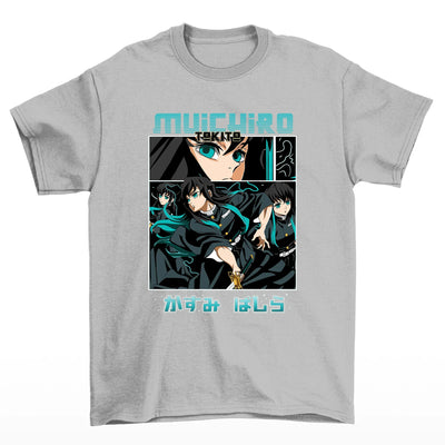 Camiseta Básica Unissex Muichiro Mist Hashira Demon Slayer- Cinza
