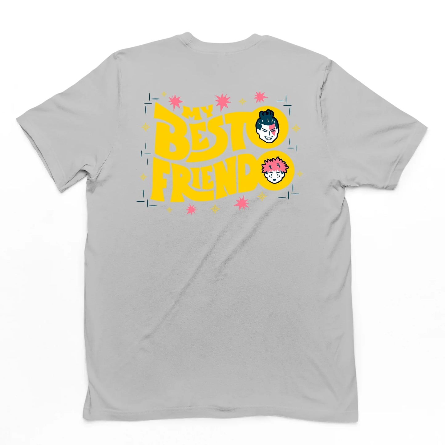 Camiseta Básica Unissex My Besto Friendo Jujutsu Kaisen- CINZA