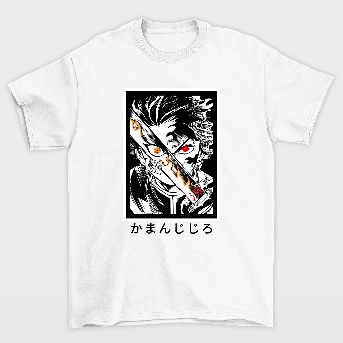 Camiseta Básica branca Tanjiro do anime Demon Slayer