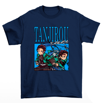 Camiseta Básica  Azul Marinho Tanjiro Kamado do anime  Demon Slayer
