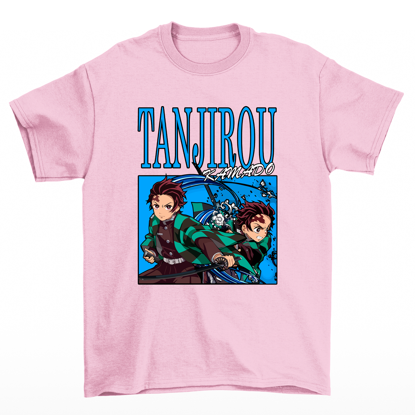 Camiseta Básica rosa bebê Tanjiro Kamado do anime Demon Slayer