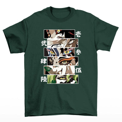 Camiseta Básica Verde Upper Moons do anime Demon Slayer