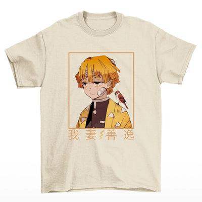 Camiseta pérola estampa do Zenitsu do anime Demon Slayer