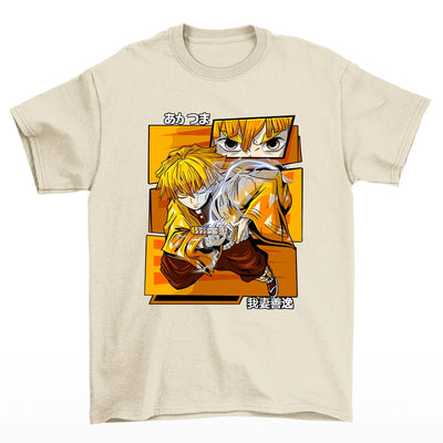 Camiseta Pérola com estampa do zenitsu do anime kimetsu no yaiba