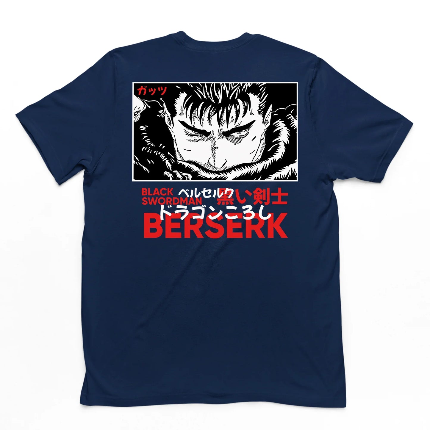 Camiseta basica azul marinho berserk rosto
