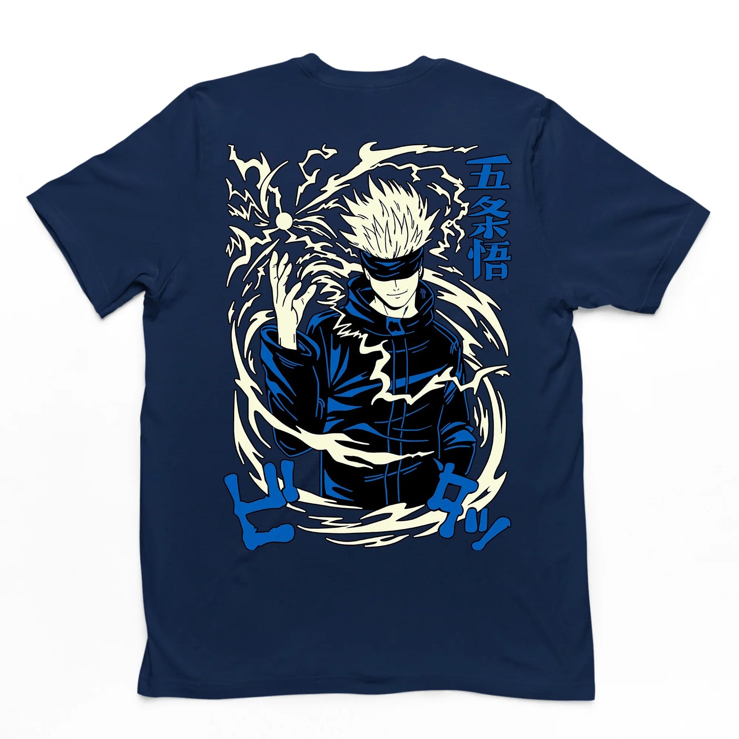 Camiseta Básica Unissex Gojo Satoru Sorceress Jujutsu Kaisen- azul-marinho