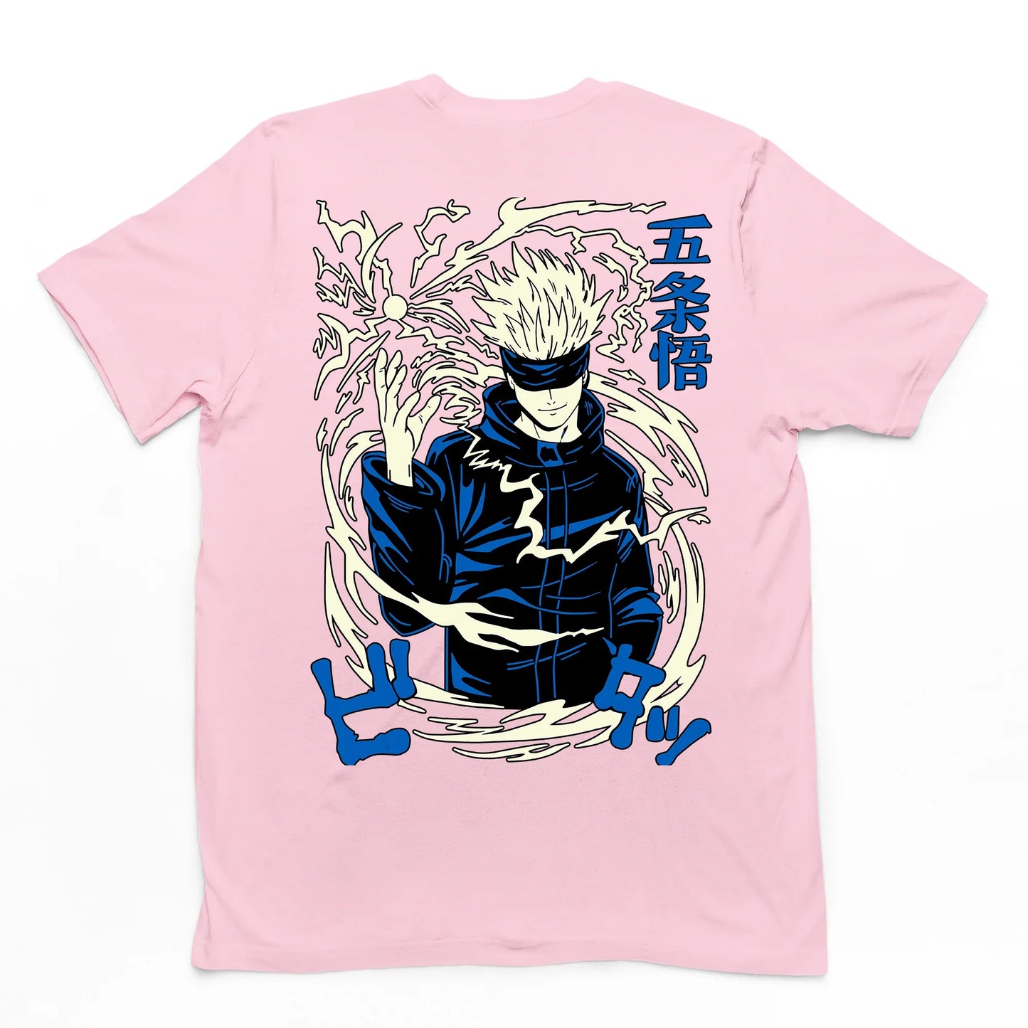 Camiseta Básica Unissex Gojo Satoru Sorceress Jujutsu Kaisen- rosa bebe