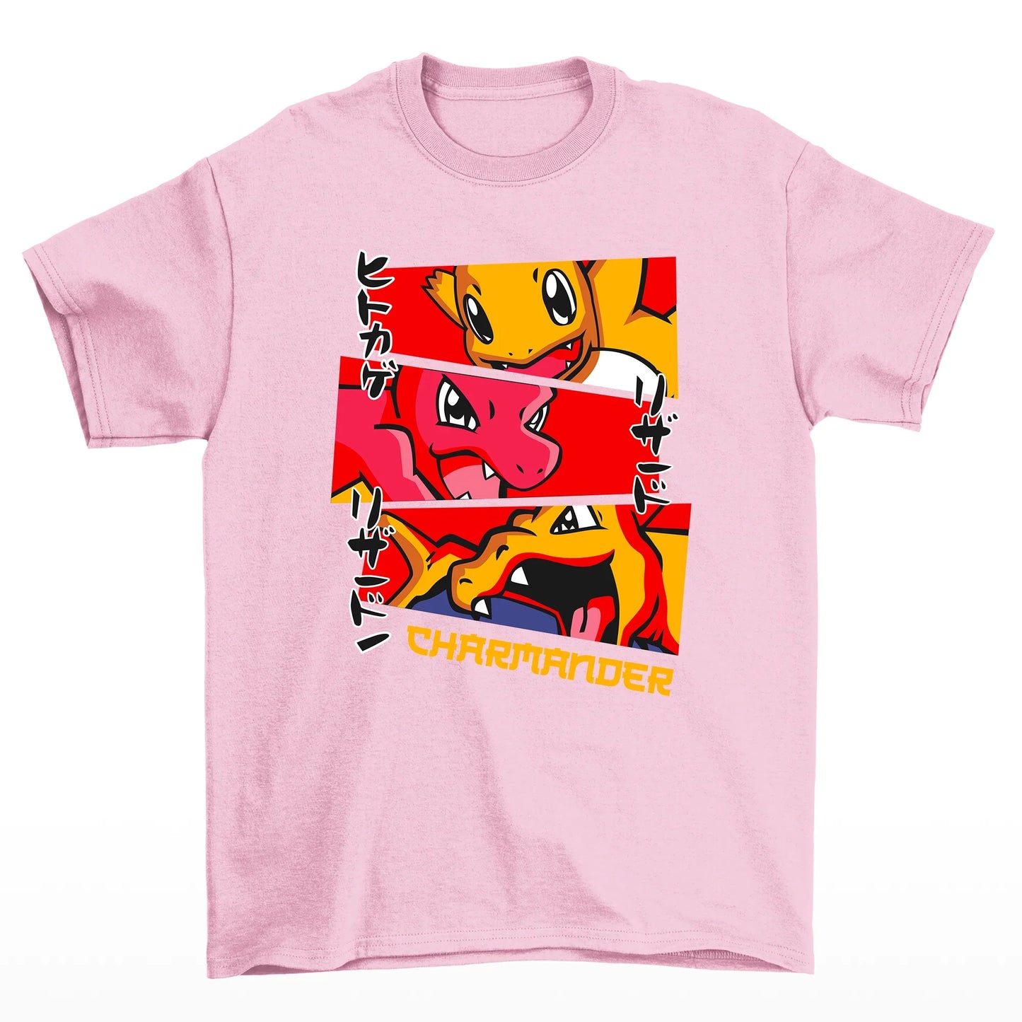 Camiseta Charmander Evoluções Pokemon-rosa bebe