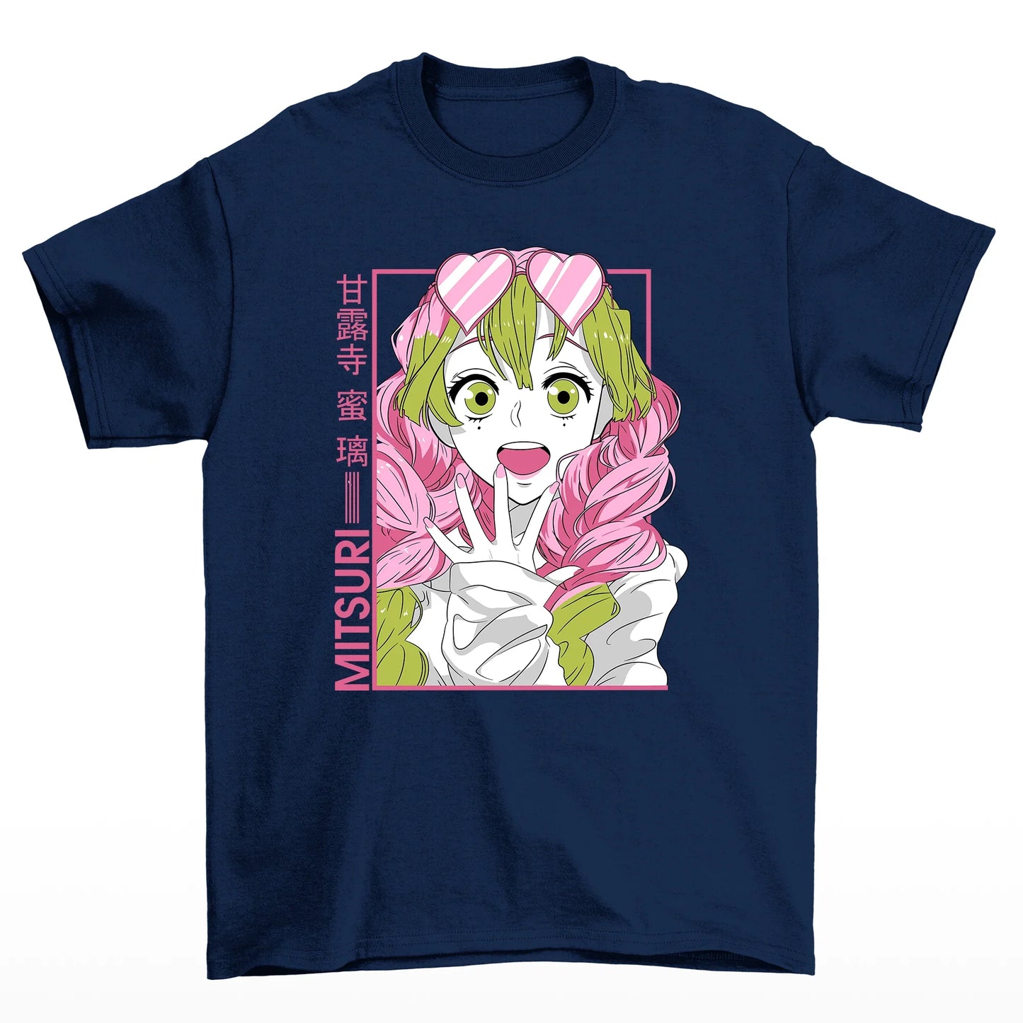 Camiseta Anime Mitsuri Demon Slayer Kimetsu No Yaiba-azul-marinho