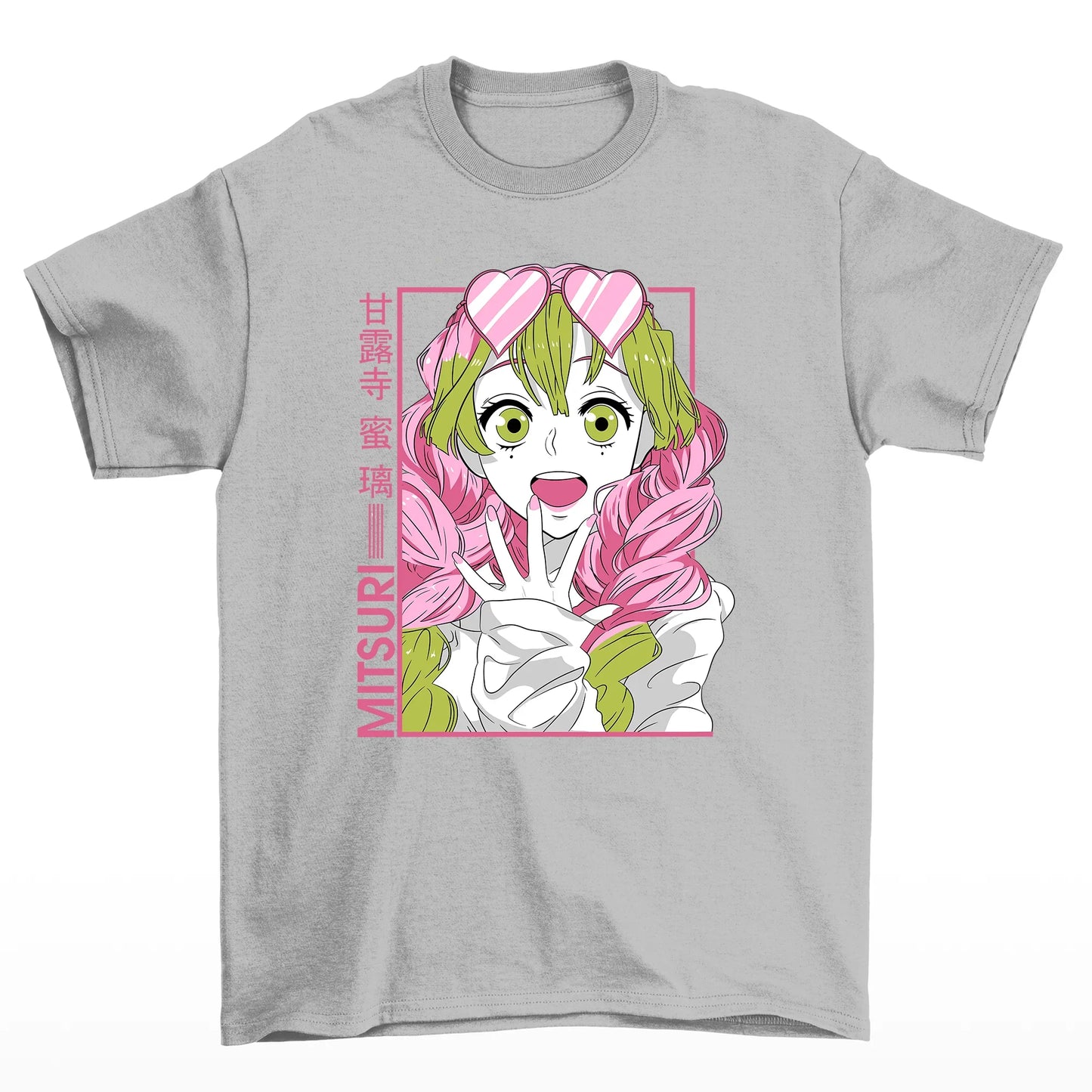 Camiseta Anime Mitsuri Demon Slayer Kimetsu No Yaiba-cinza
