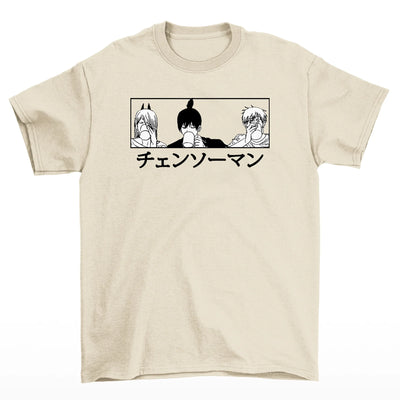 Camiseta Básica Unissex Trio Chainsaw Man Drink- Pérola
