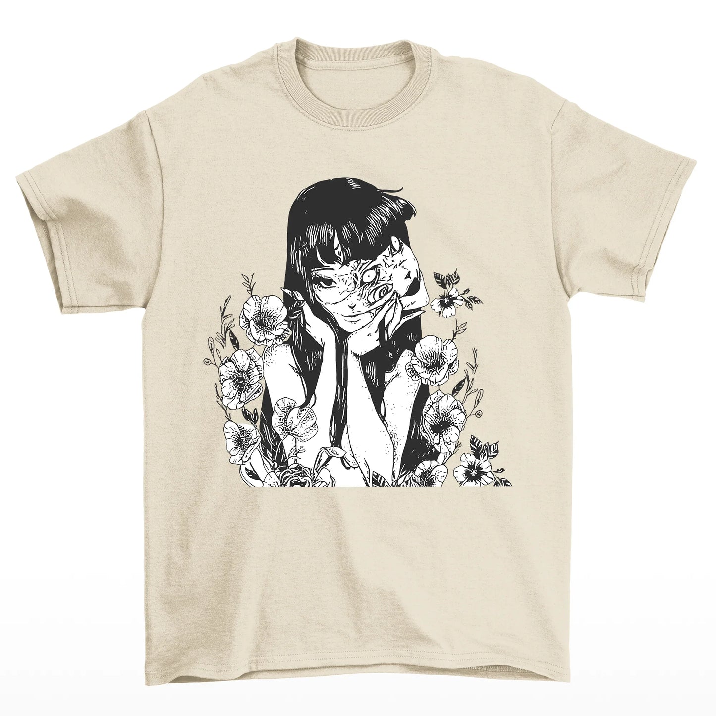 Camiseta Básica Unissex Tomie Junji Ito Flowers Terror-pérola