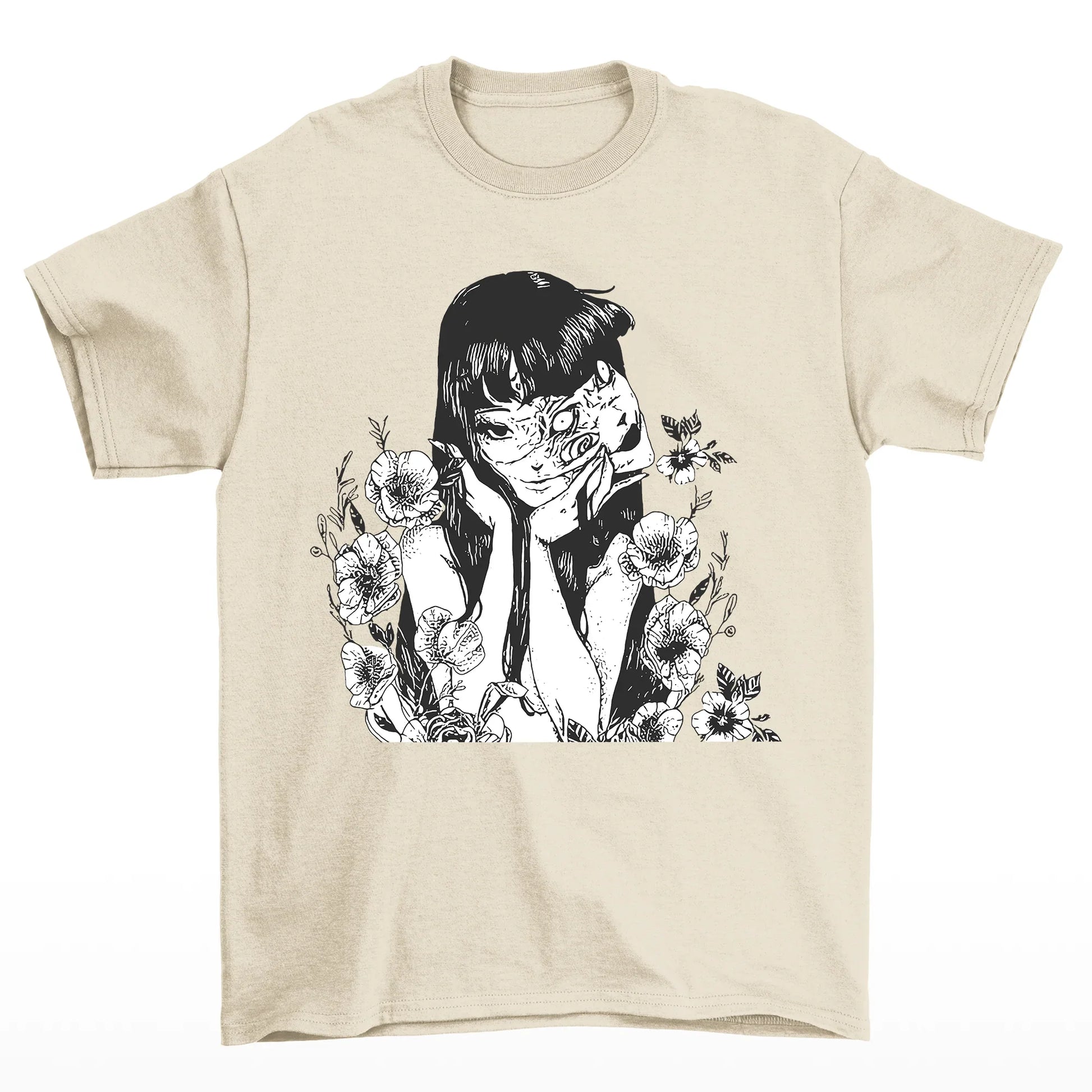 Camiseta Básica Unissex Tomie Junji Ito Flowers Terror-pérola