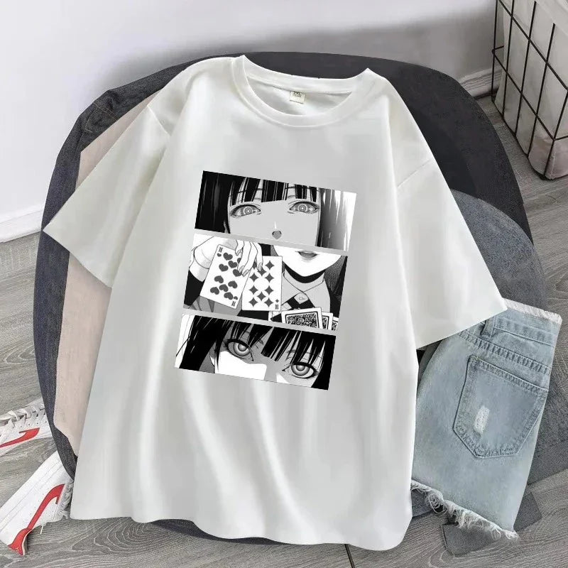 Camiseta Básica Branca Kakegurui Anime Compulsive Gambler Branco