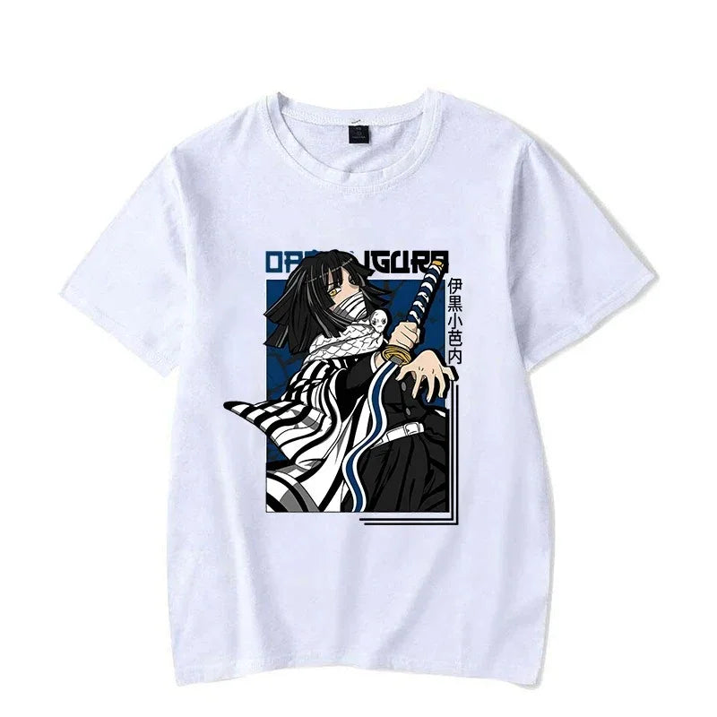 Camiseta Basica Branca Obanai Iguro Anime Demon Slayer