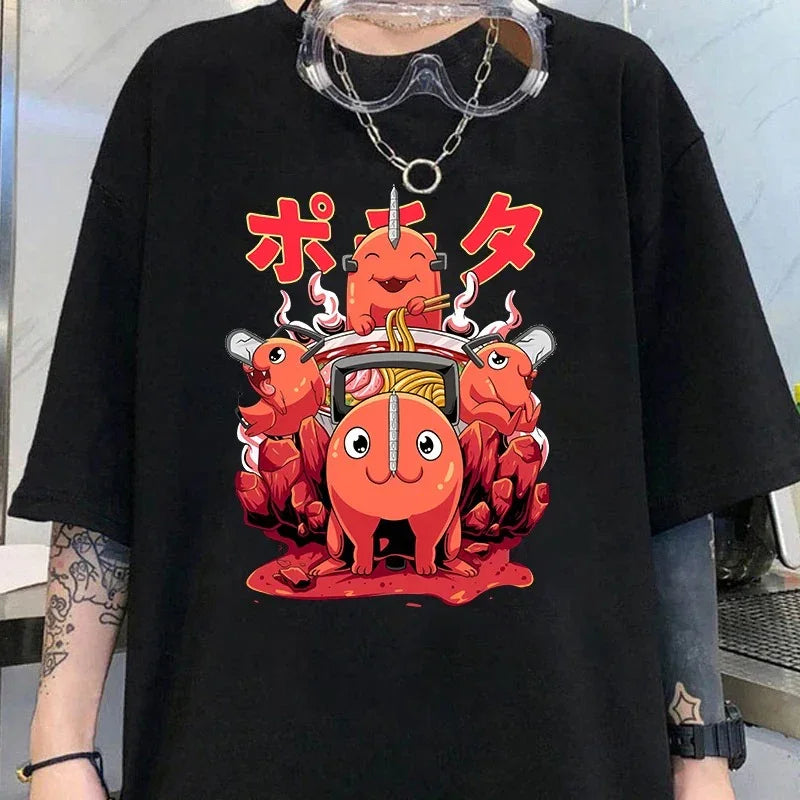 Camiseta Básica Demon Pochita Anime Chainsaw man