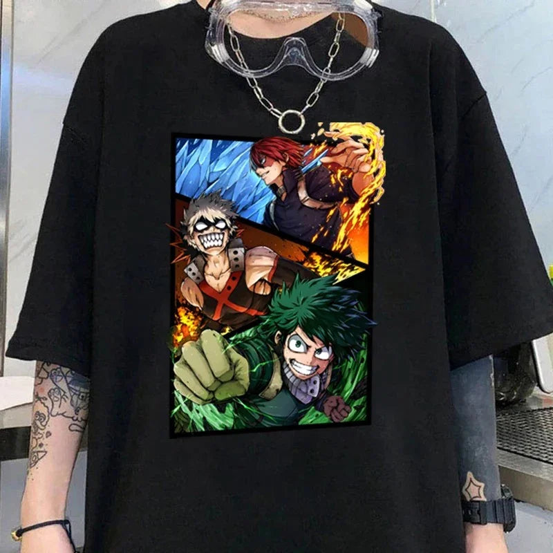 Camiseta Basica Izuku Midoriya - Eijiro Kirishima - Katsuki Bakugo Anime My Hero Academia