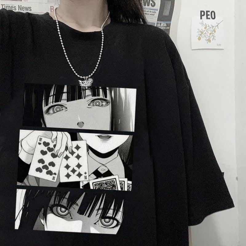 Camiseta Básica Preta Kakegurui Anime Compulsive Gambler Preto