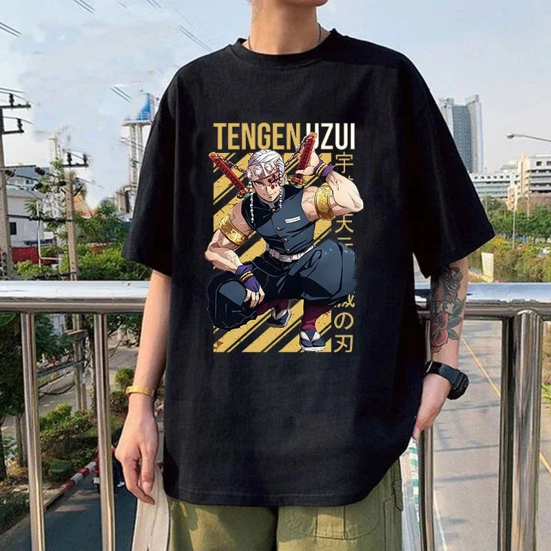 Camiseta Básica Preta Uzui Hashira do anime Demon Slayer