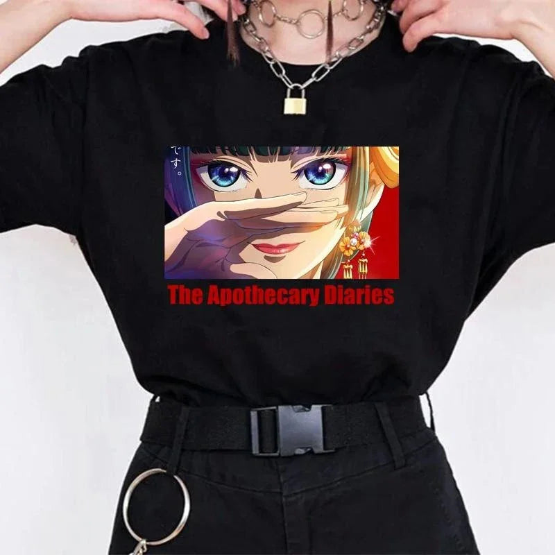 Camiseta Básica Preta Maomao do anime The Apothecary Diaries