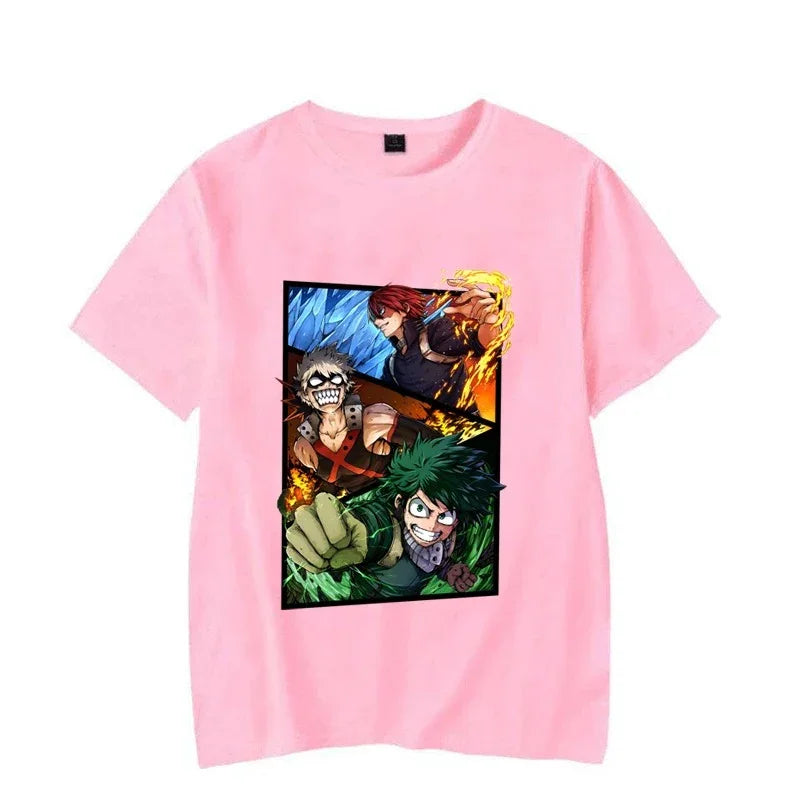 Camiseta Basica Izuku Midoriya - Eijiro Kirishima - Katsuki Bakugo Anime My Hero Academia