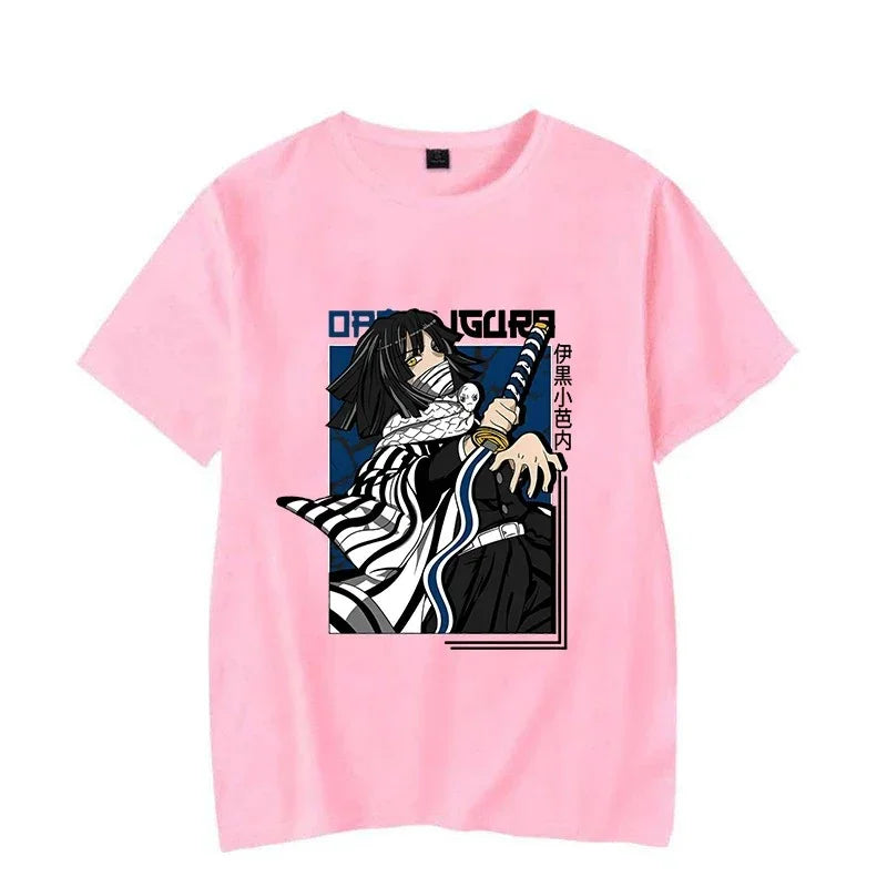 Camiseta Basica Rosa bebe Obanai Iguro Anime Demon Slayer