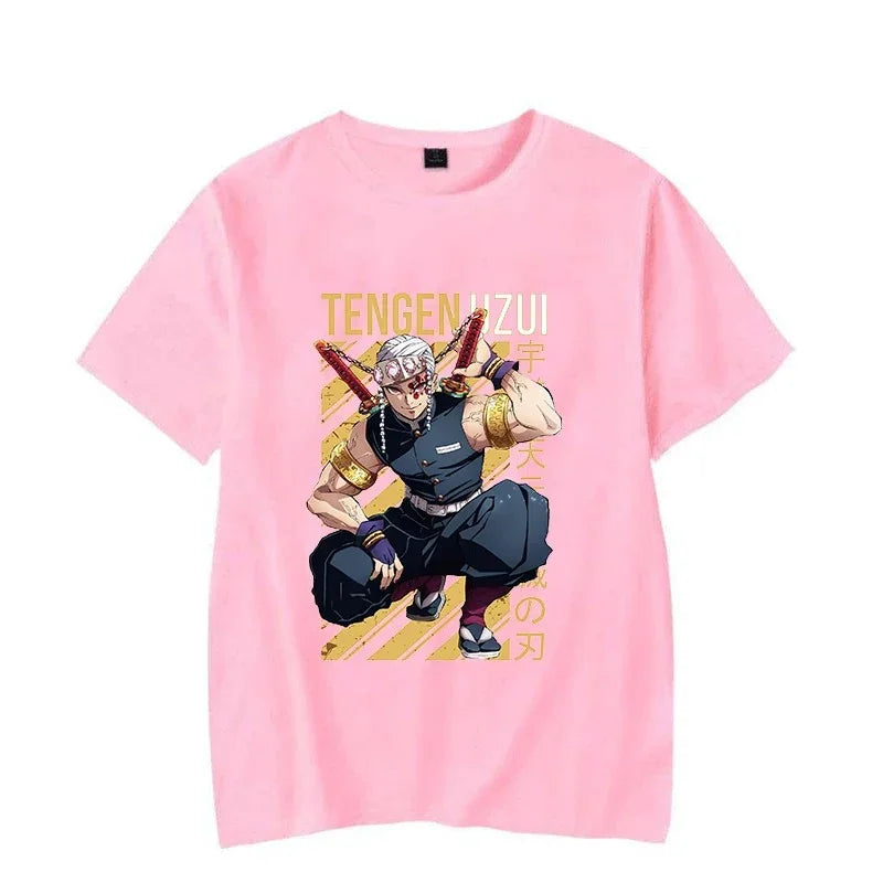 Camiseta Básica Rosa Bebe Uzui Hashira do anime Demon Slayer