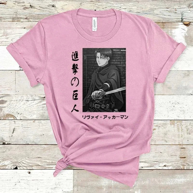 Camiseta Basica Rosa Bebe Levi Ackerman do anime Attack on Titan