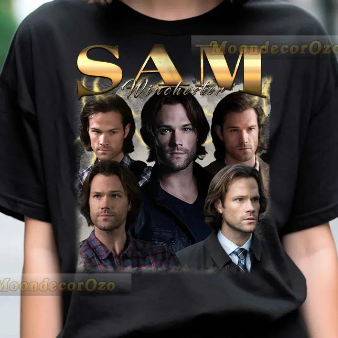 Camiseta Básica Unissex Sam Winchester Graphic Preto