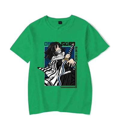 Camiseta Basica Verde Obanai Iguro Anime Demon Slayer