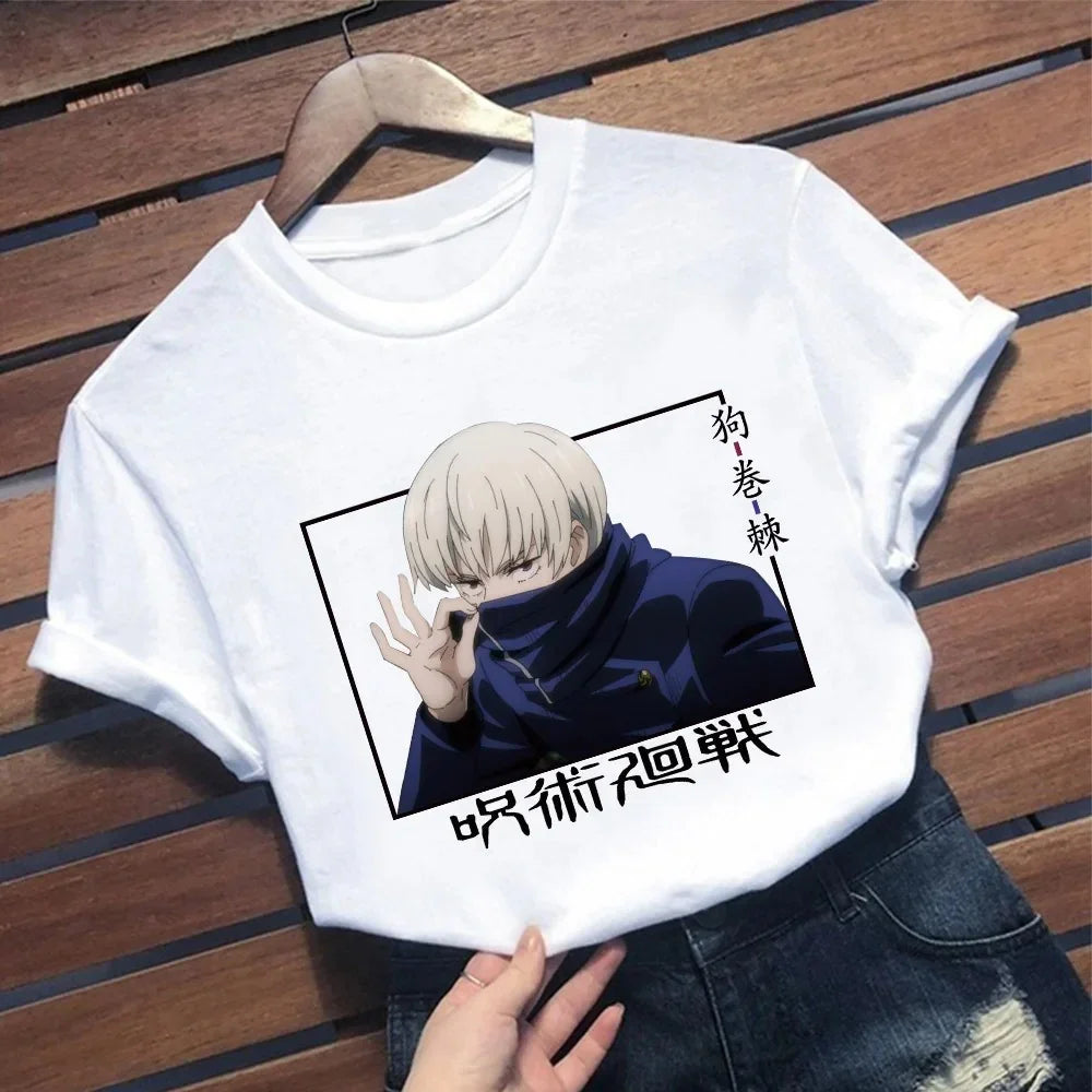 Camiseta Básica Branca Toge Inumaki do anime Jujutsu Kaisen