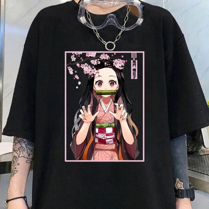 Camiseta Basica Nezuko Kamado Aniime Demon Slayer- Preto