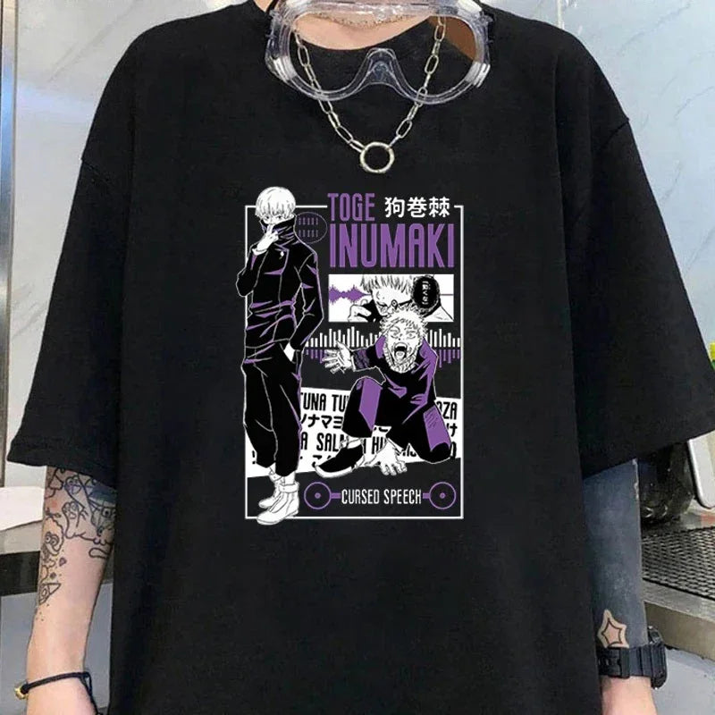Camiseta Básica Unissex Preta Toge Inumaki Cursed Speech Jujutsu Kaisen
