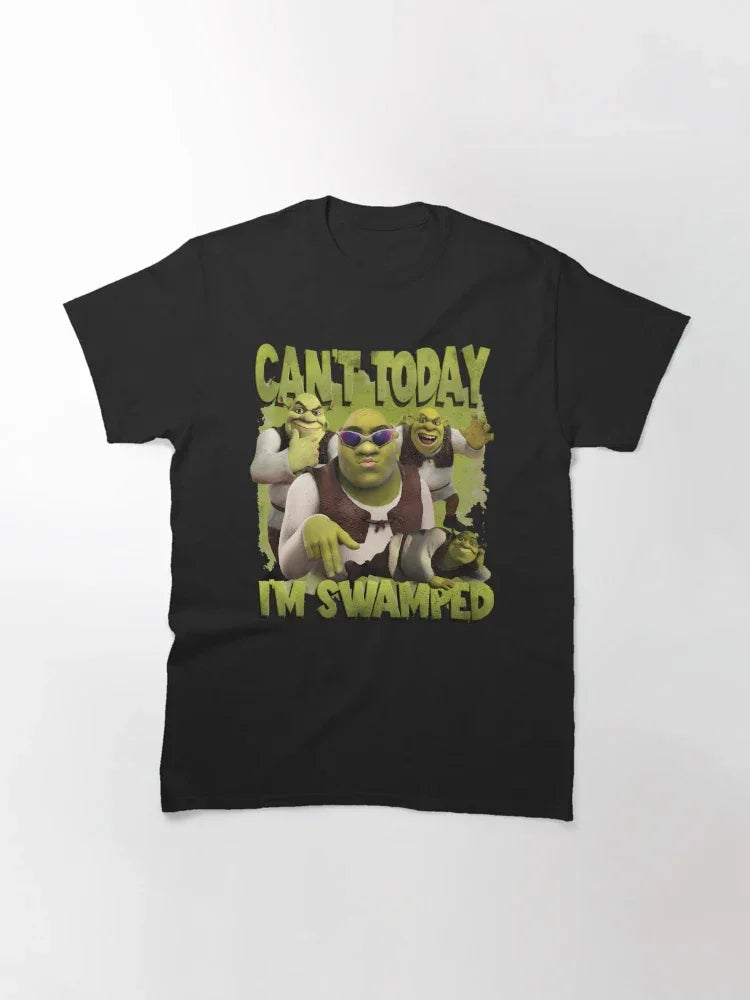 Camiseta Básica Unissex Can't Today i'm Swamped Shrek Fashion Preto