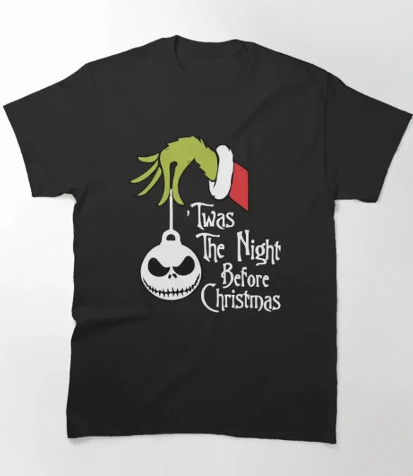 Camiseta Básica Unissex Twas The Night Before Christmas Grinch Shirt
