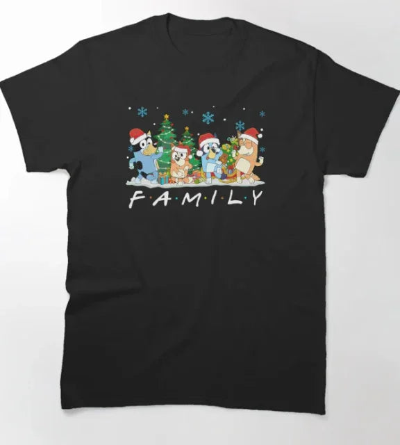 Camiseta Básica Unissex Bluey Family Frieds
