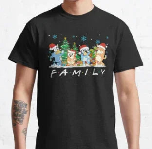 Camiseta Básica Unissex Bluey Family Frieds