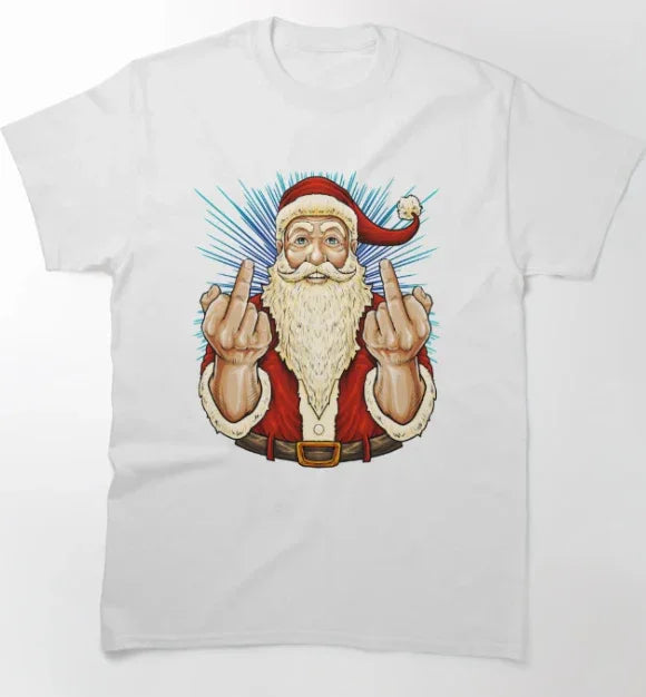 Camiseta Básica Unissex Santa Finger Flip Off