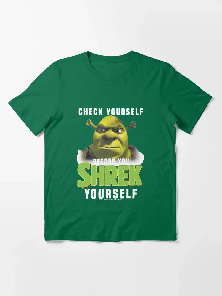 Camiseta Básica Unissex Check Yourself Before You Shrek Yourself Verde