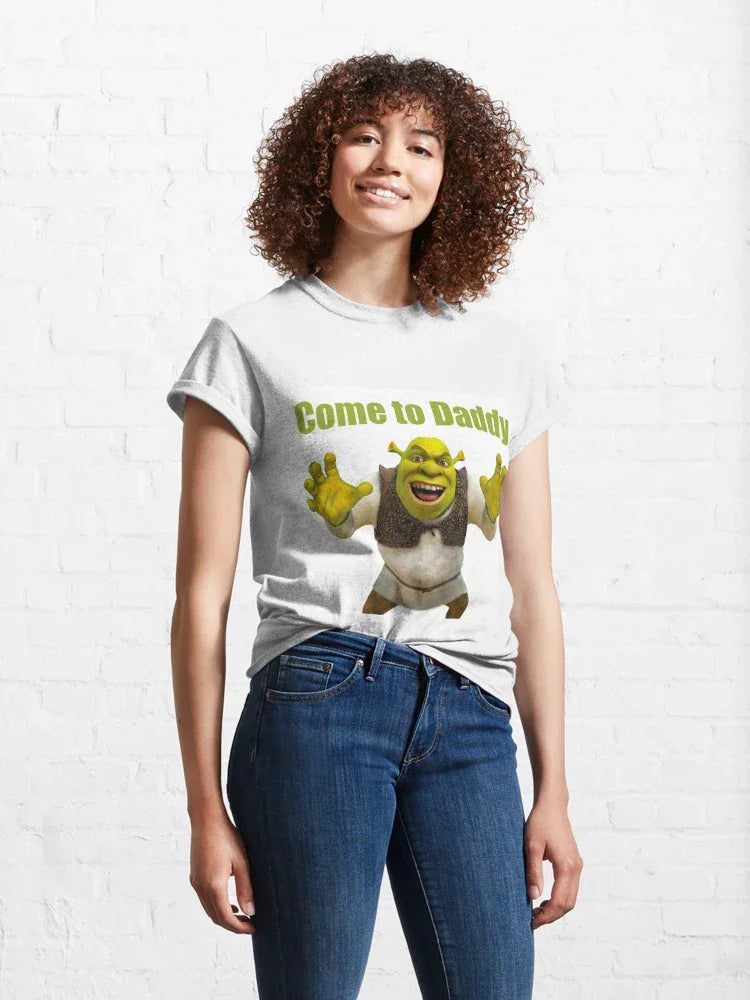 Camiseta Básica Unissex Come To Daddy Shrek Ogro Branco
