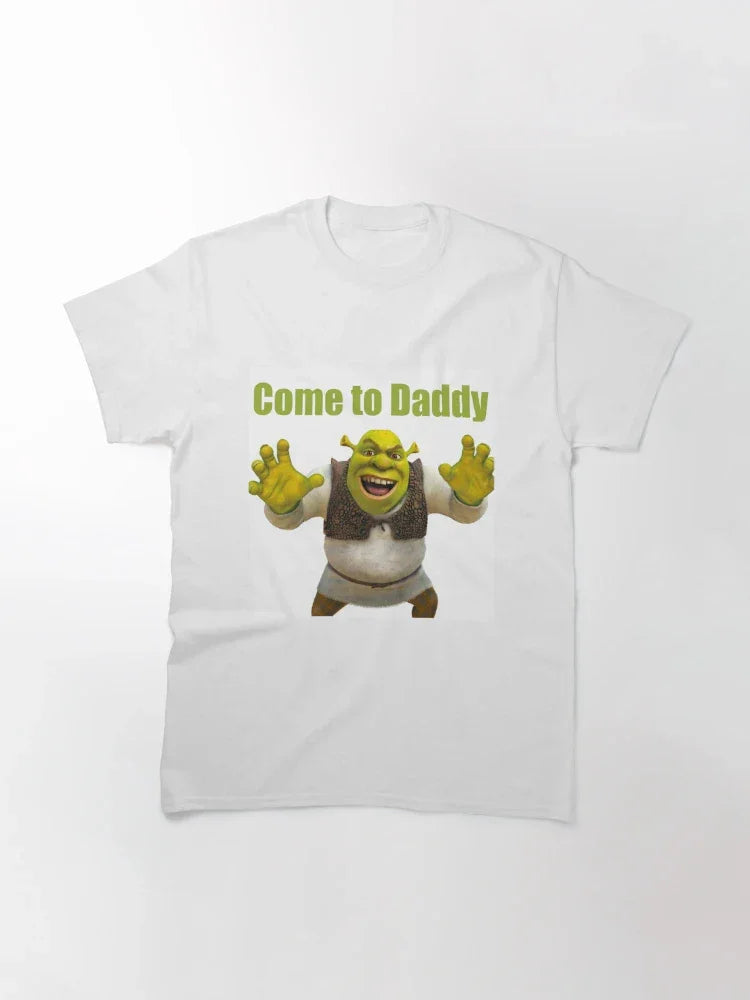 Camiseta Básica Unissex Come To Daddy Shrek Ogro Branco