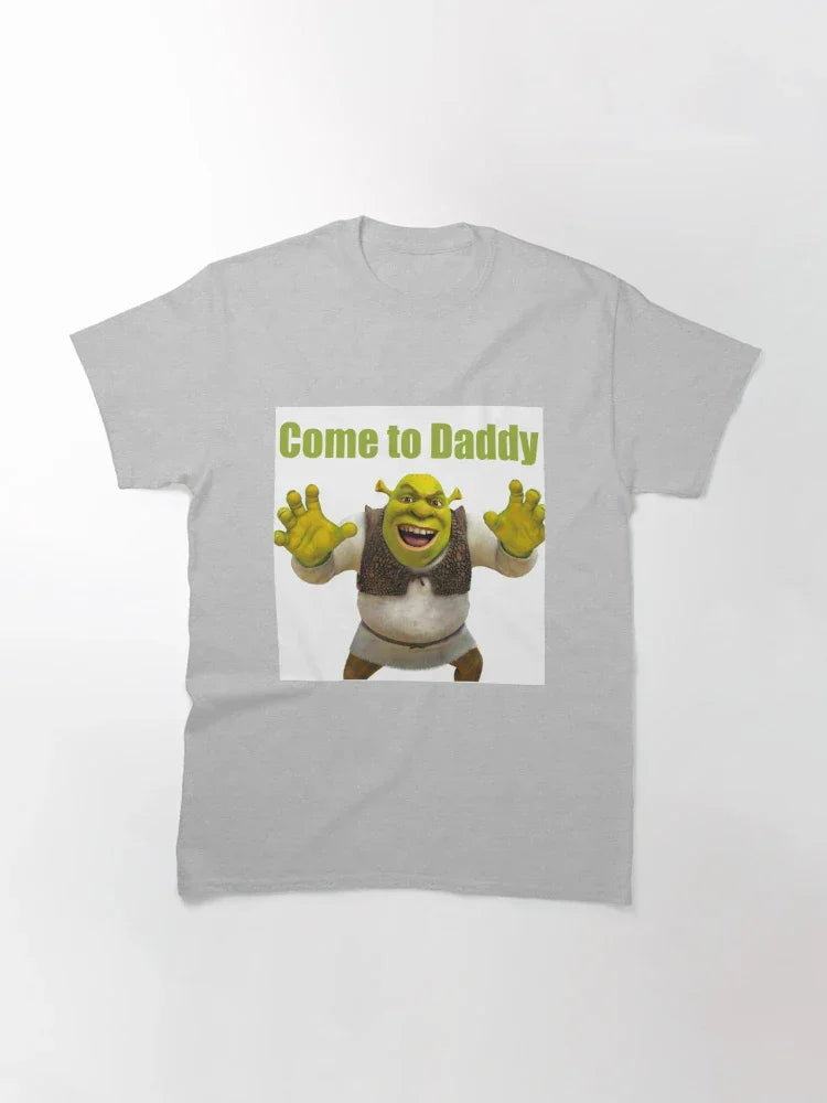 Camiseta Básica Unissex Come To Daddy Shrek Ogro Cinza