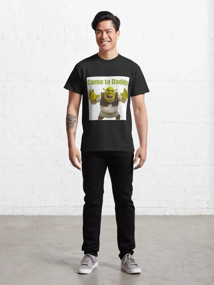 Camiseta Básica Unissex Come To Daddy Shrek Ogro Preto