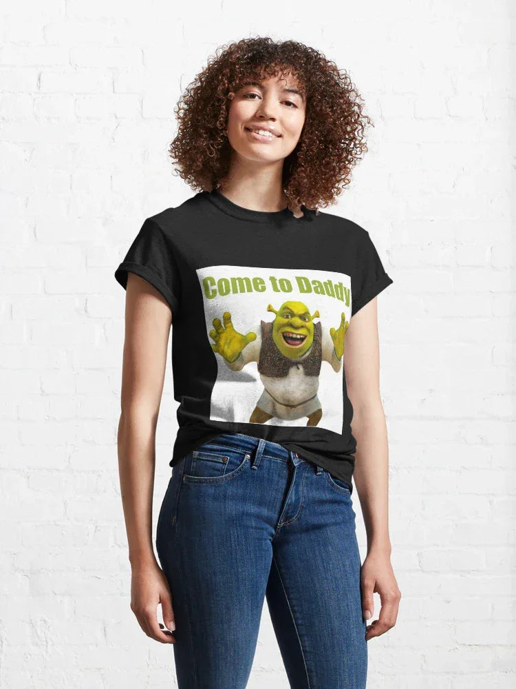Camiseta Básica Unissex Come To Daddy Shrek Ogro Preto